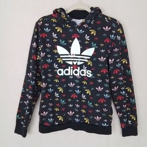 Adidas Cotton Blend Pullover Hoodie Size L Faded Black, Multicolor‎